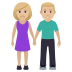 👫🏼 woman and man holding hands: medium-light skin tone display on JoyPixels